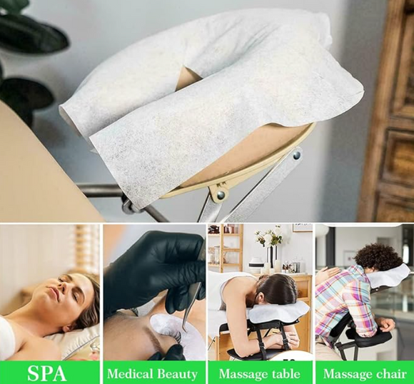 Premium Disposable Face Cradle Covers for Massage Table, 37cm x 28cm, 300pcs/bag, White, 991787