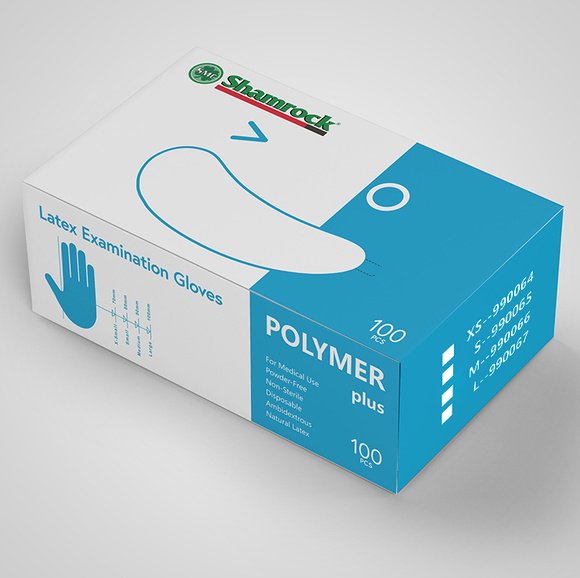 NuMedical Polymer PLUS, Latex Exam Gloves Powder Free, 100pcs X 10bx/CS, BX SIZE(CM): 21 L X12 W X 7.5 H, 990064 - 990067