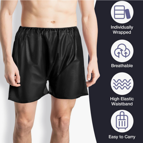 Disposable Men Shorts, Black, Premium Non-Woven Materials, 100pcs/bag, 991802, 991803, 991804