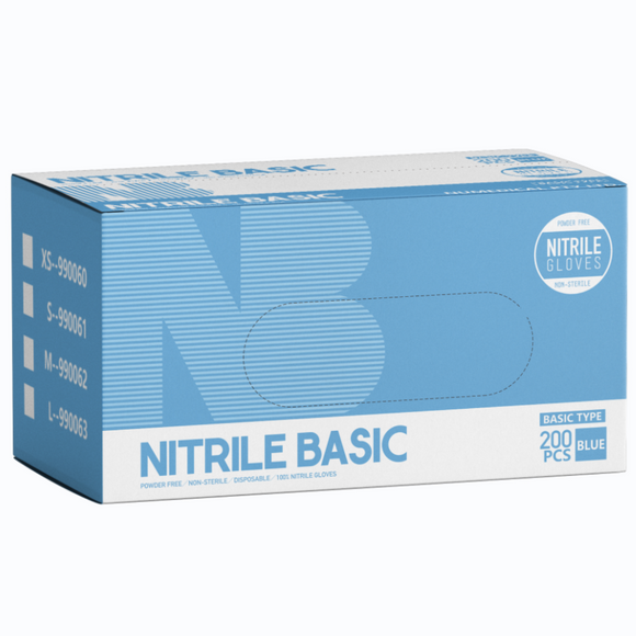 Basic Nitrile Examination Glove, Blue, 200pcs/box, 990060 - 990063