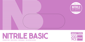 Basic Nitrile Examination Glove, Pink, 200pcs/box, 990052 - 990054