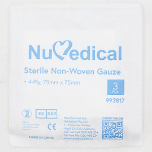 Sterile Non-Woven Gauze, 4ply 75mm x 75mm, 30gram/m2, 992817