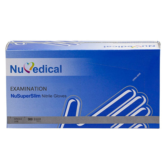 NuSuperSlim Cobalt Blue Powder Free Nitrile Examination Glove, 300pcs/box, 990040-990043
